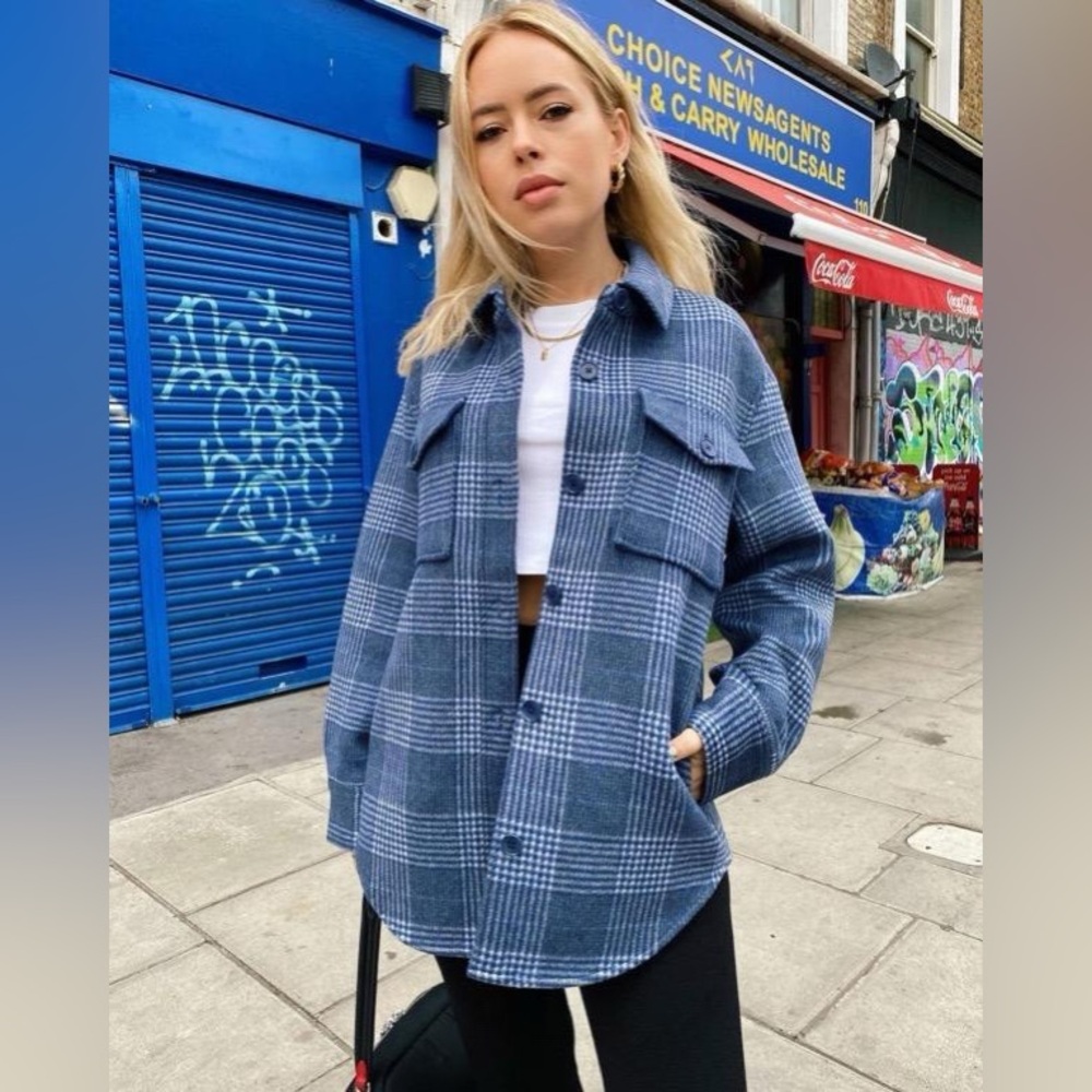 Reformation Giles Plaid Flannel Shirt Jacket